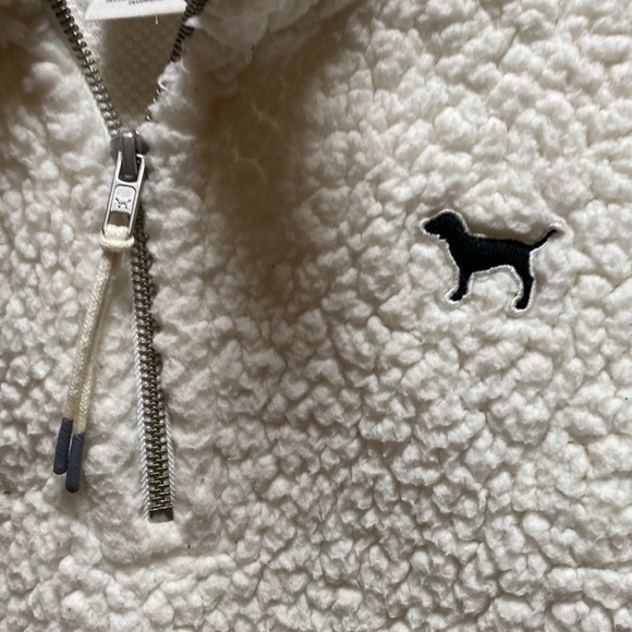 Pink 1/4 zip white fleece pull over. Sz S. Good condition. - Picture 5 of 5